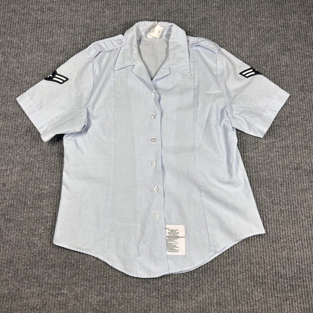US Air Force Womens Short Sleeve Uniform Shirt Light Blue Size 12 Military